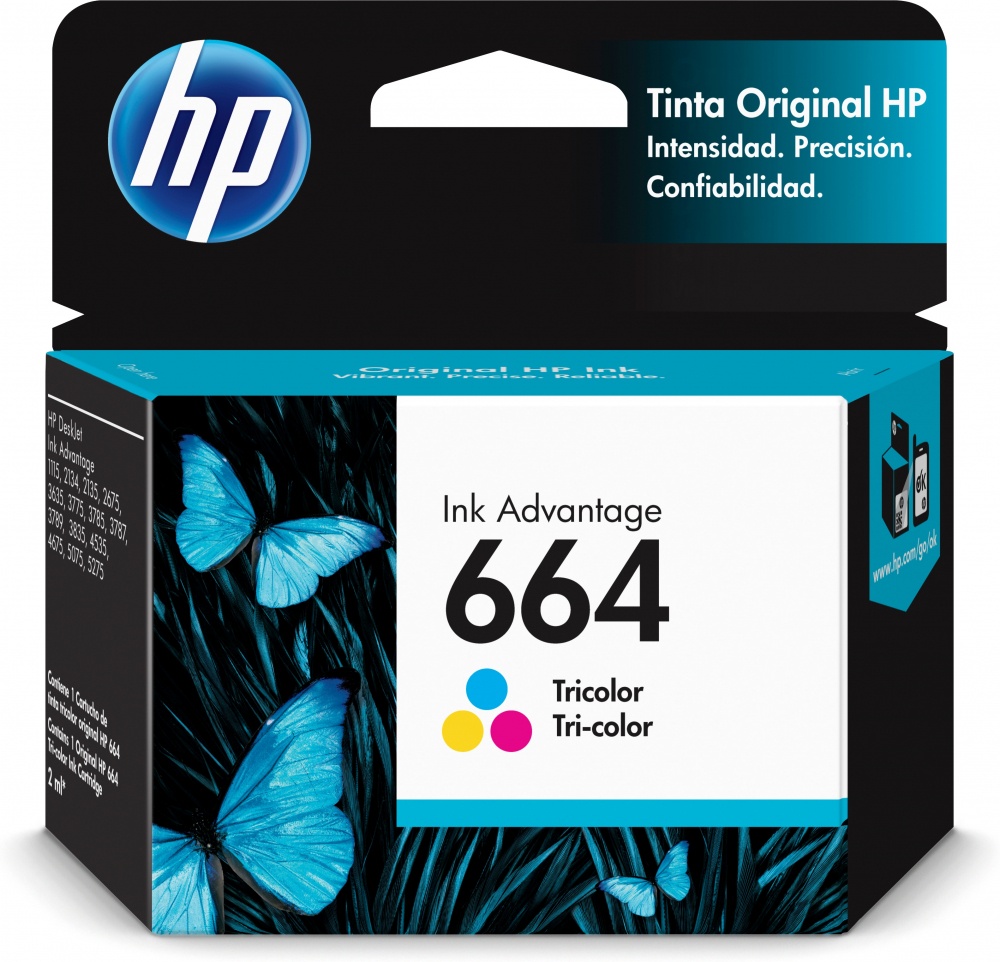 CARTUCHO DE TINTA HP 664 TRICOLOR HASTA 100 PAGINAS F6V28AL - El Mundo de  la Tinta